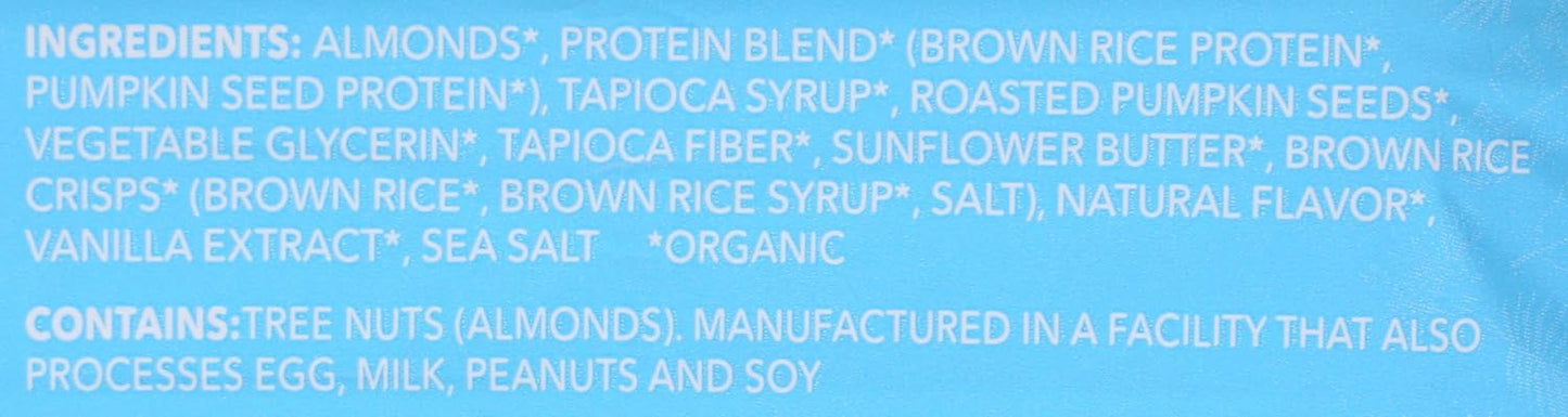 Organic Vanilla Almond Crunch Protein Bars - 14g Plant-Based Protein, USDA Certified, Gluten Free, Non-GMO - 1.9 Oz, Pack of 12