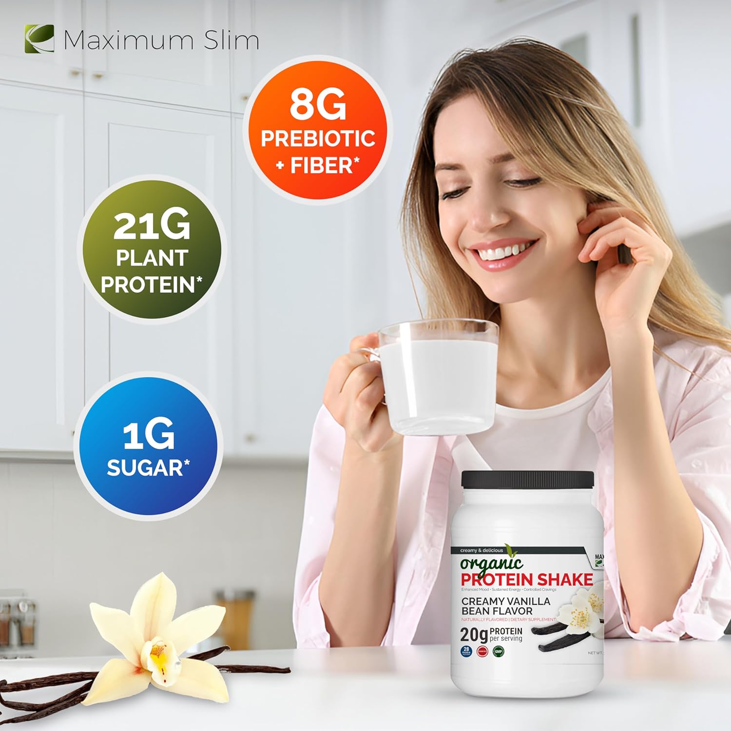 Organic Vanilla Bean Flavored Maximum Slim Protein Shake for Slimming Formula