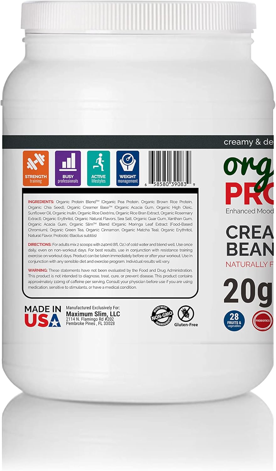 Organic Vanilla Bean Flavored Maximum Slim Protein Shake for Slimming Formula