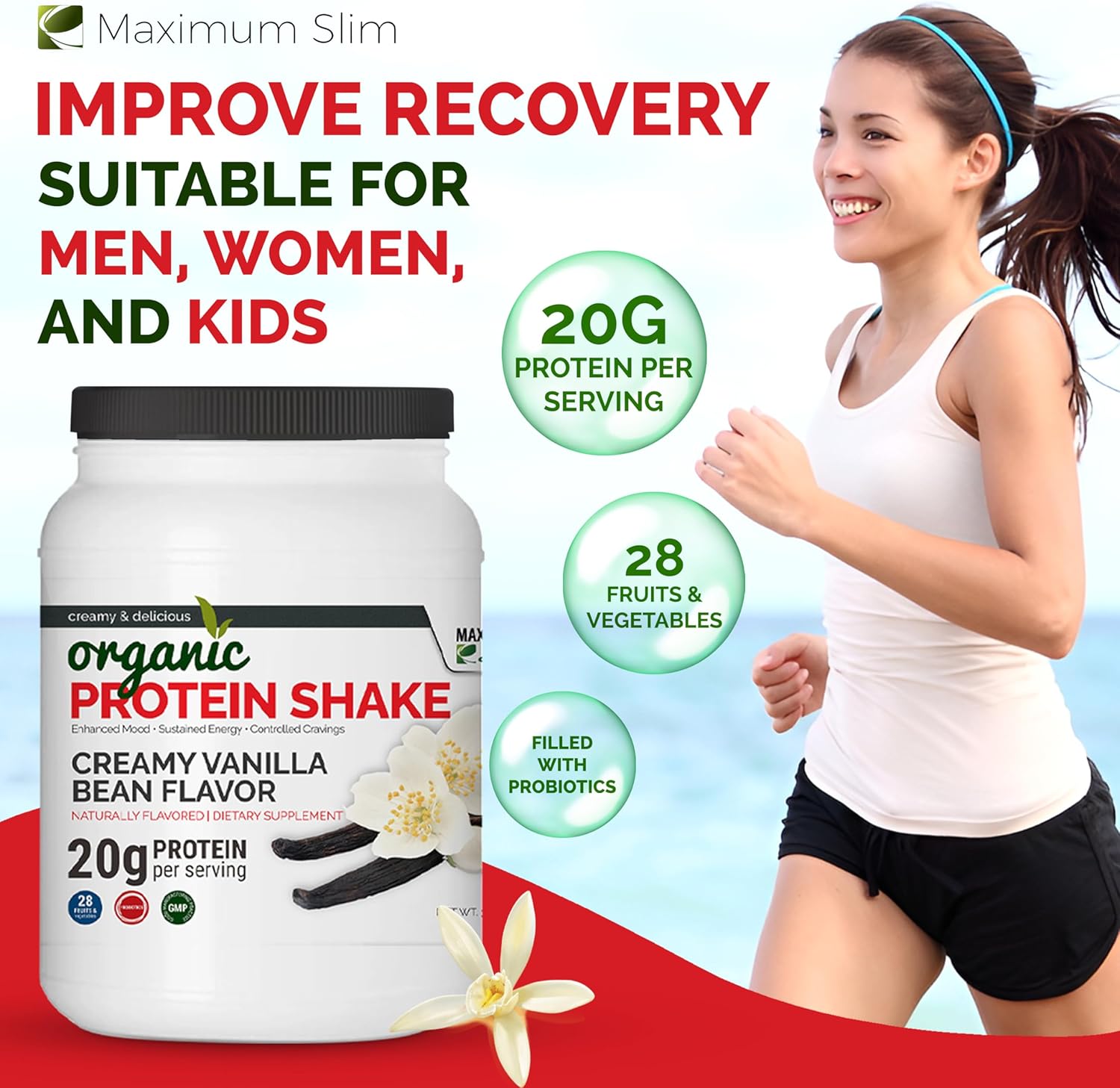 Organic Vanilla Bean Flavored Maximum Slim Protein Shake for Slimming Formula