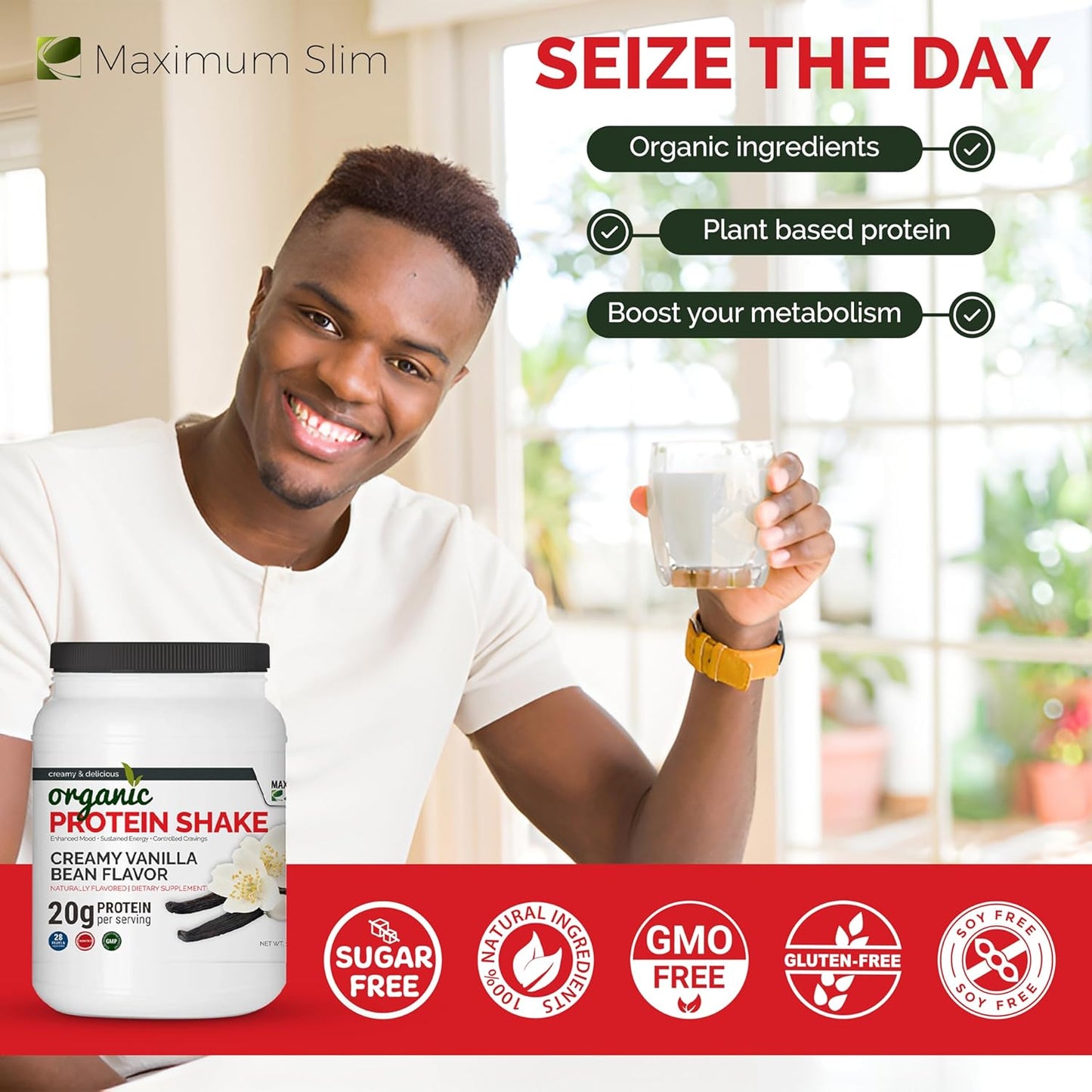 Organic Vanilla Bean Flavored Maximum Slim Protein Shake for Slimming Formula