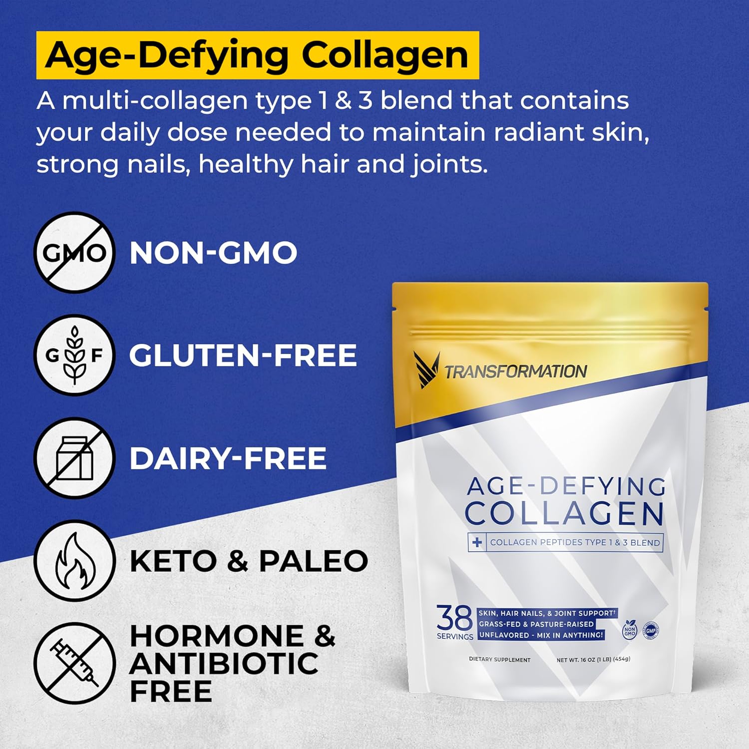 Organic Vanilla Protein Powder with Multi-Protein Superblend and Collagen Peptides for Hair, Skin, Nails, Immune Support, and Energy Boost