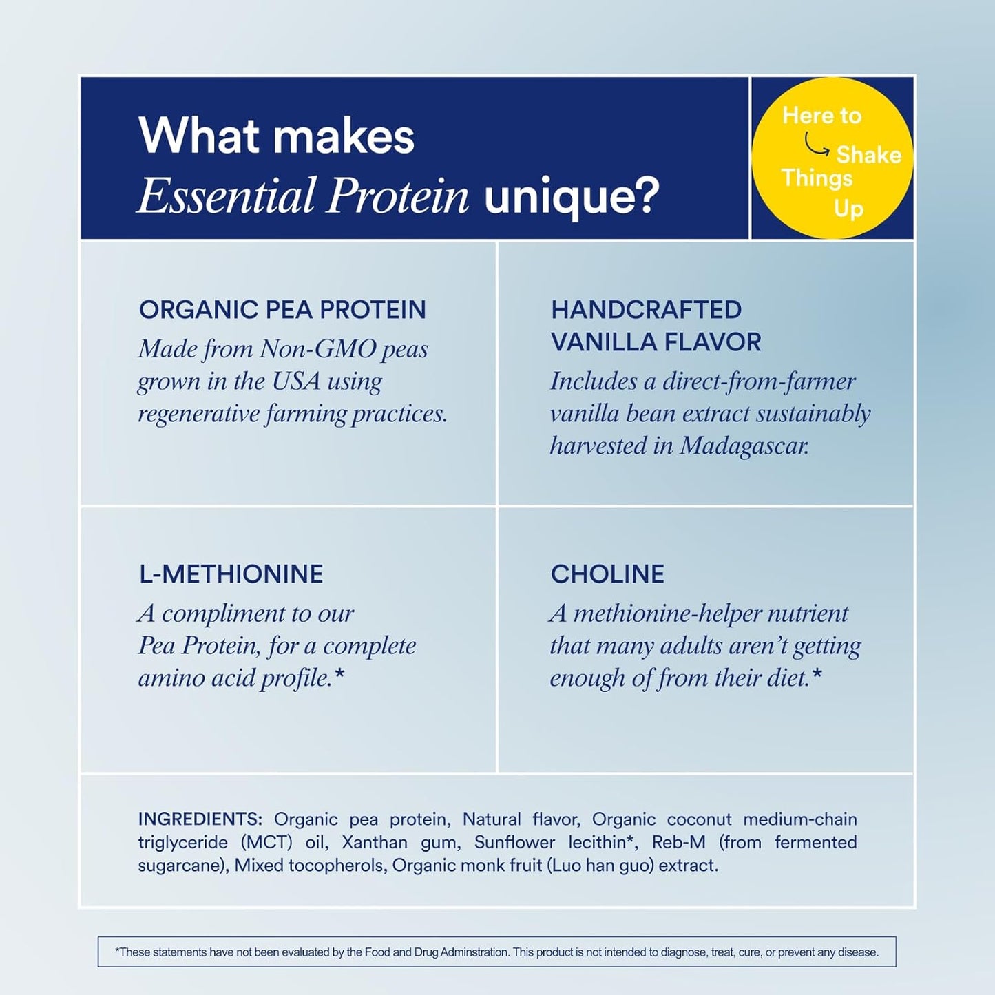 Organic Vanilla Vegan Protein Powder with BCAA, 20g Pea Protein from USA Farms, Gluten-Free, Non-GMO, 1 Lb
