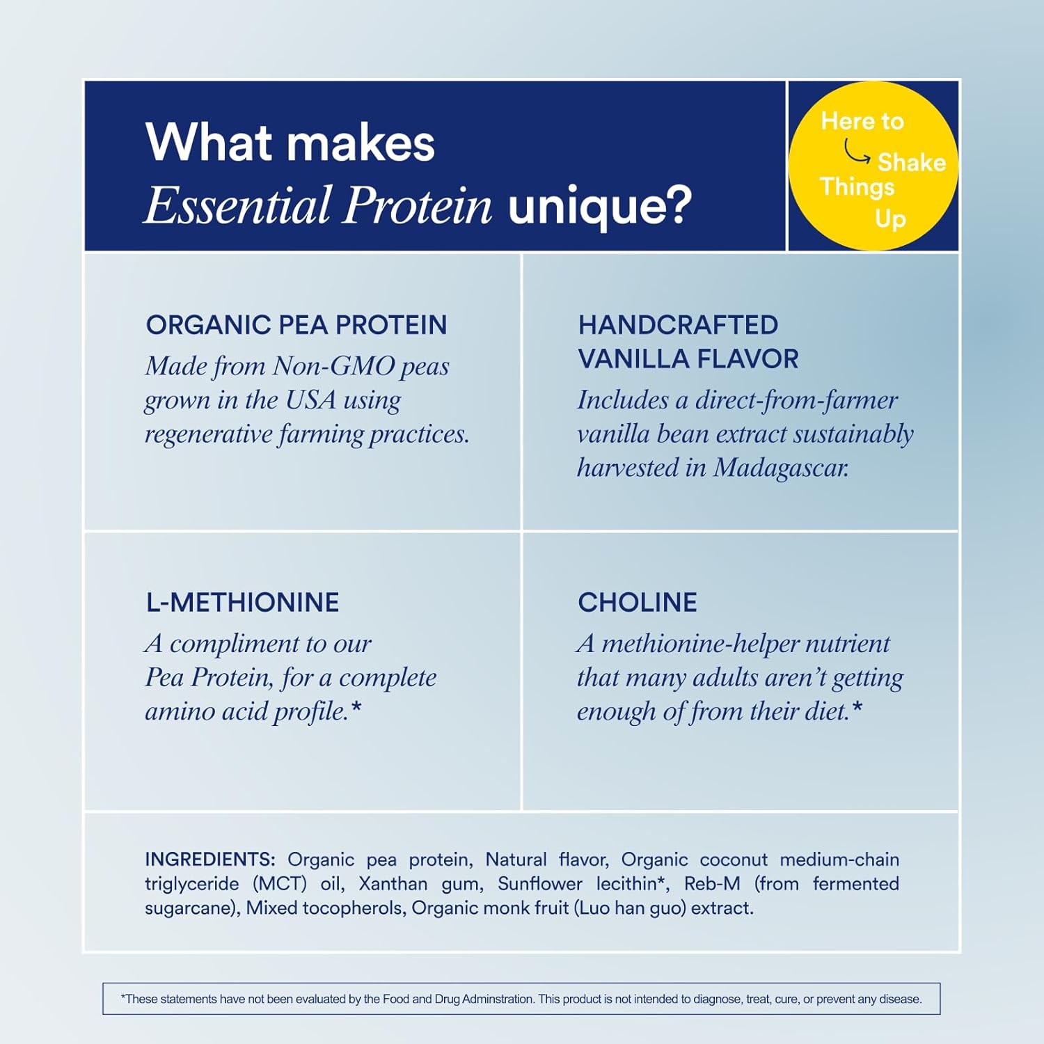 Organic Vanilla Vegan Protein Powder with BCAA, 20g Pea Protein from USA Farms, Gluten-Free, Non-GMO, 1 Lb