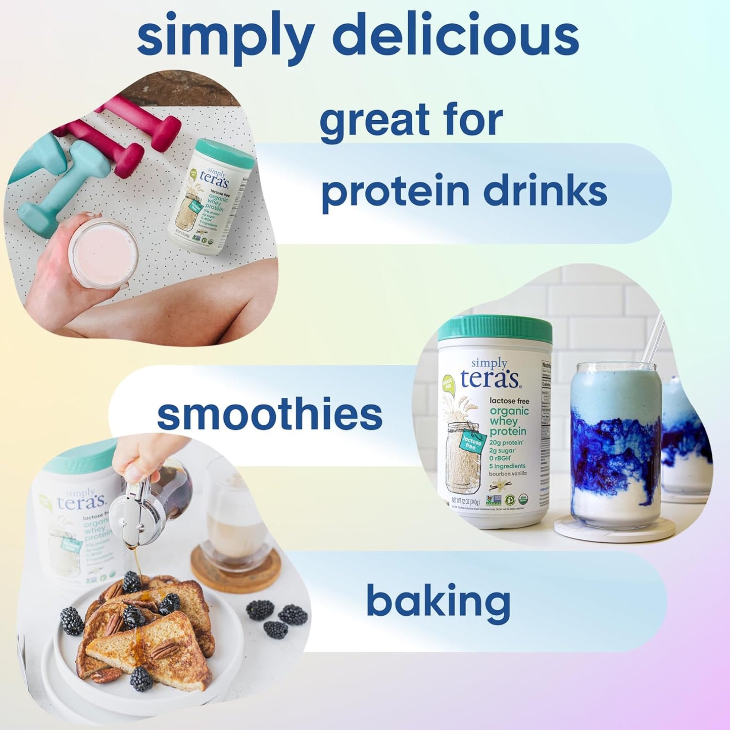 Organic Vanilla Whey Protein Powder - Lactose-Free, Non-GMO, Gluten-Free, Kosher - 20g Protein Per Serving - 12 Oz Jar