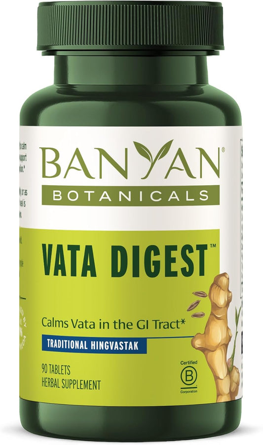 Organic Vata Digest Supplement - Warming & Balancing Aid for Comfortable Digestion - 90 Vegan Tablets
