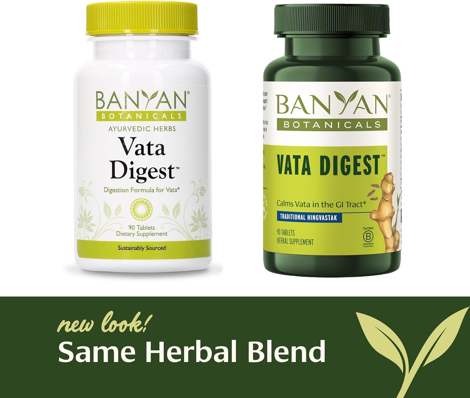 Organic Vata Digest Supplement - Warming & Balancing Aid for Comfortable Digestion - 90 Vegan Tablets