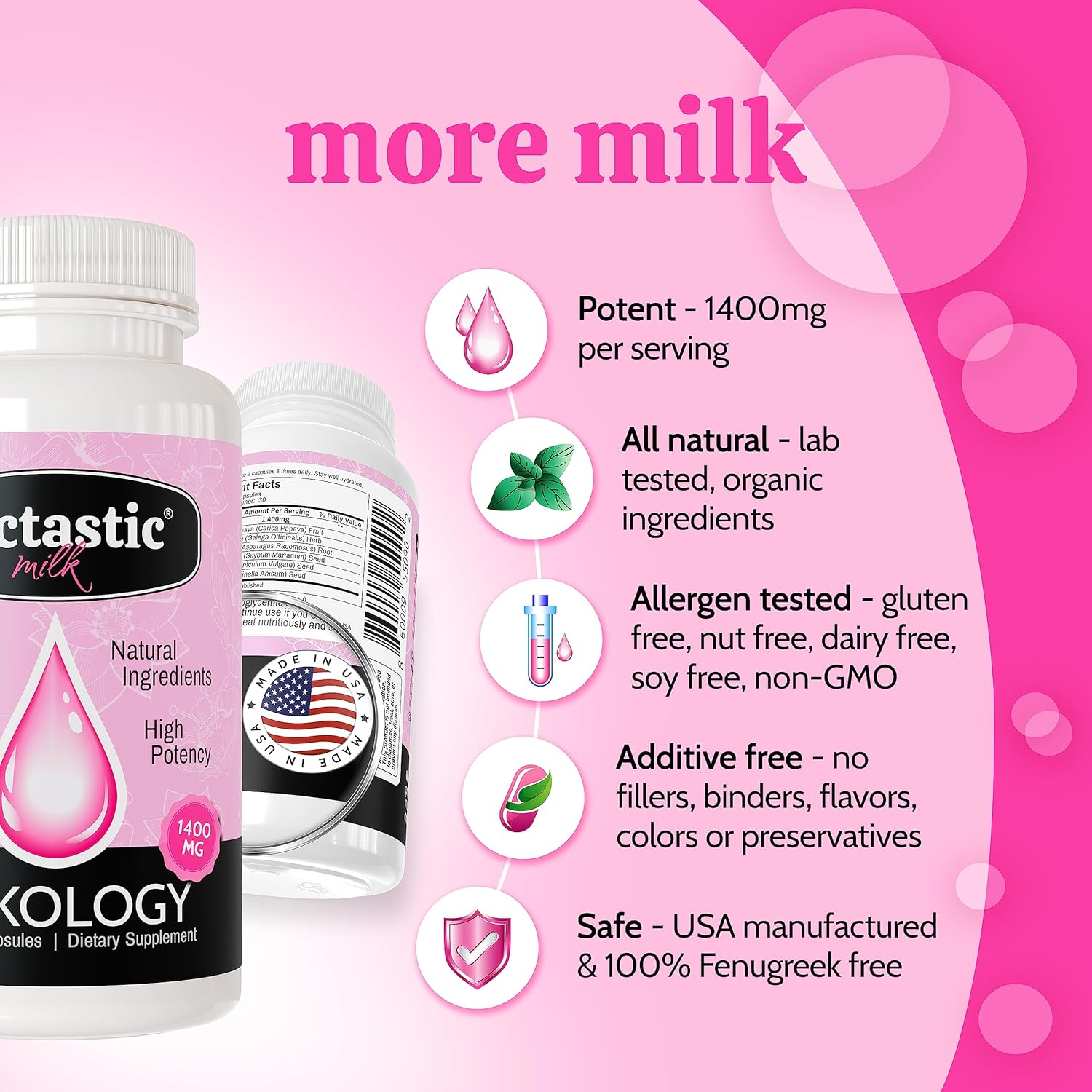 Organic Vegan Breast Milk Supplement for Increased Supply - 60 Capsules