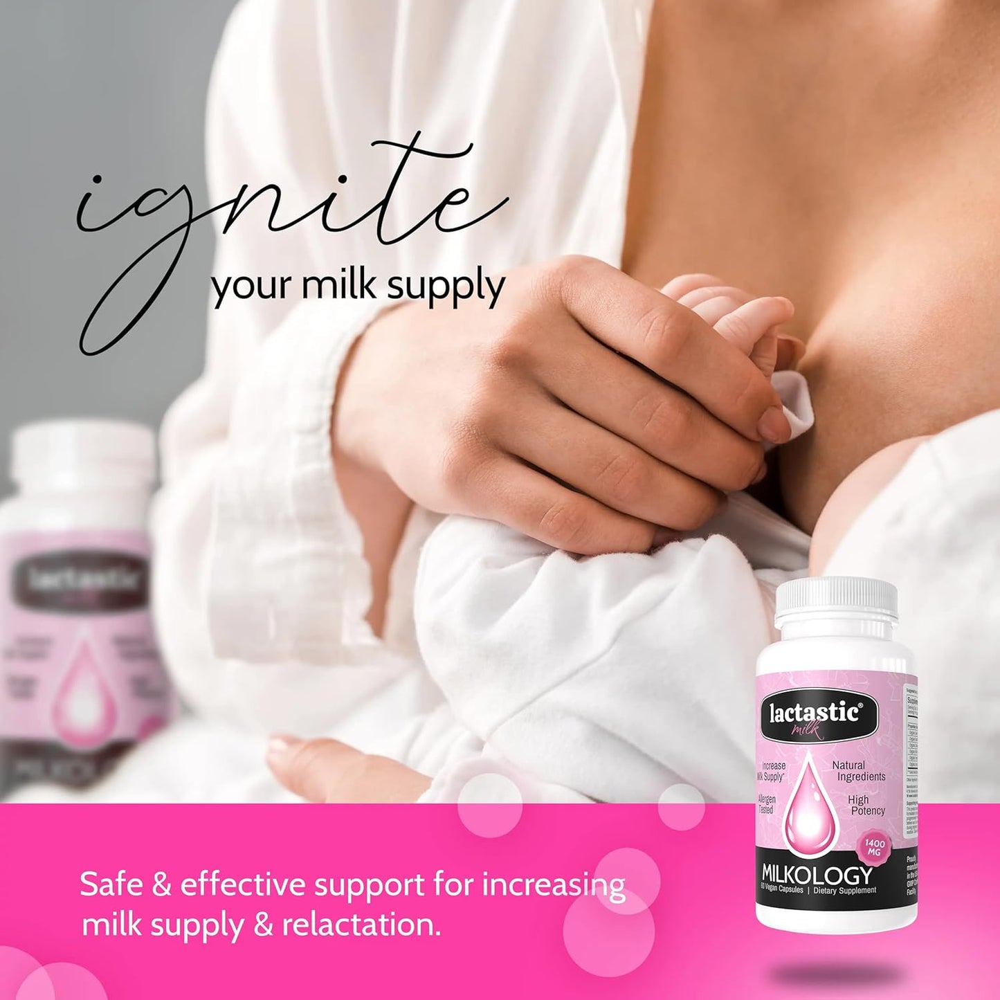 Organic Vegan Breast Milk Supplement for Increased Supply - 60 Capsules