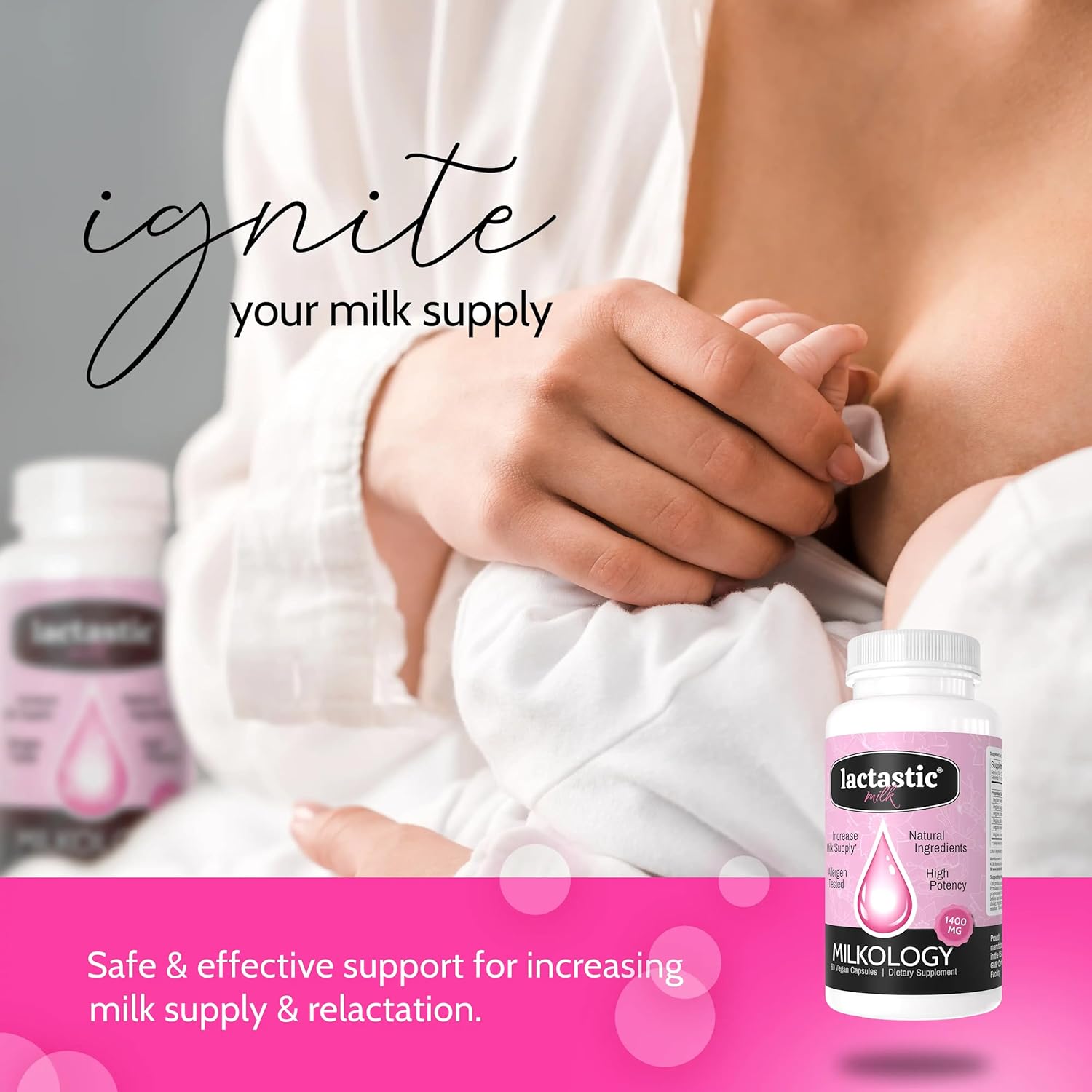 Organic Vegan Breast Milk Supplement for Increased Supply - 60 Capsules