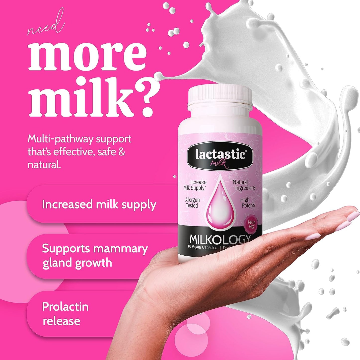 Organic Vegan Breast Milk Supplement for Increased Supply - 60 Capsules