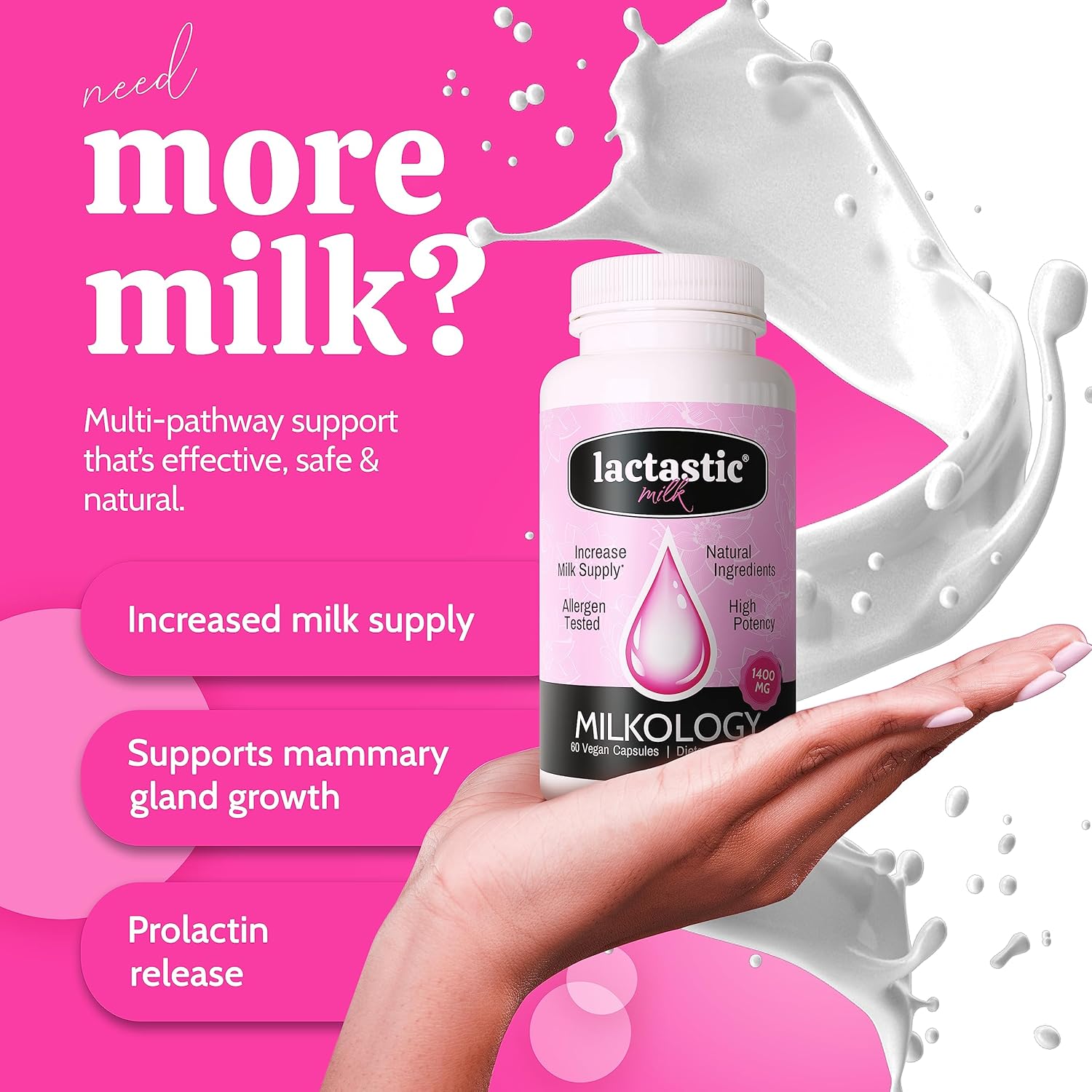 Organic Vegan Breast Milk Supplement for Increased Supply - 60 Capsules