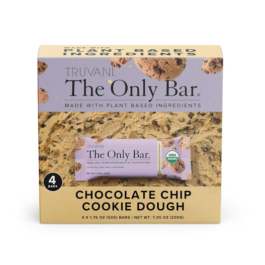 Organic Vegan Chocolate Chip Cookie Dough Snack Bars | 4 Pack | 5g Protein | Dairy, Soy, Gluten Free