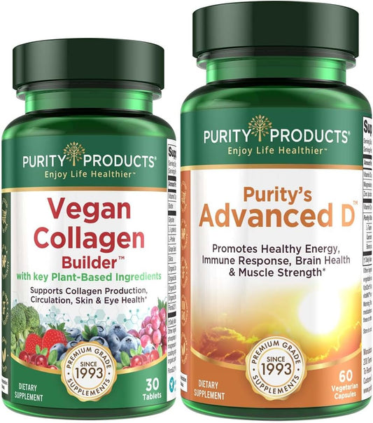 Organic Vegan Collagen Builder with Vitamins D3, K2, C, and Biotin - 30 Servings