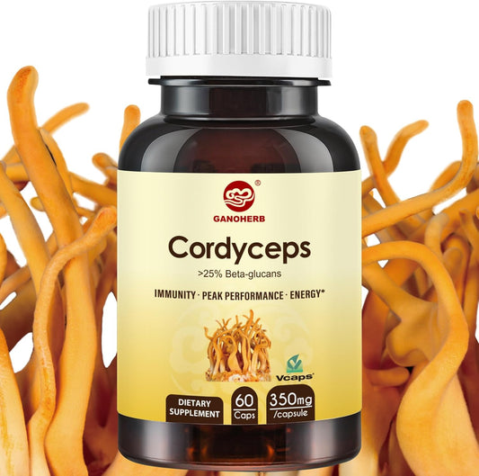 Organic Vegan Cordyceps Capsules with 31% Beta Glucan for Energy & Immune Support - 60 Count, 700mg Mushroom Extract Supplement