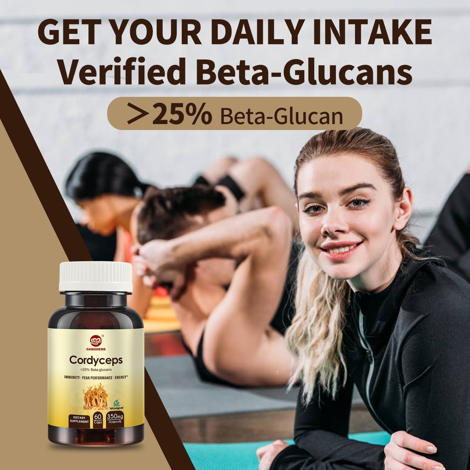 Organic Vegan Cordyceps Capsules with 31% Beta Glucan for Energy & Immune Support - 60 Count, 700mg Mushroom Extract Supplement