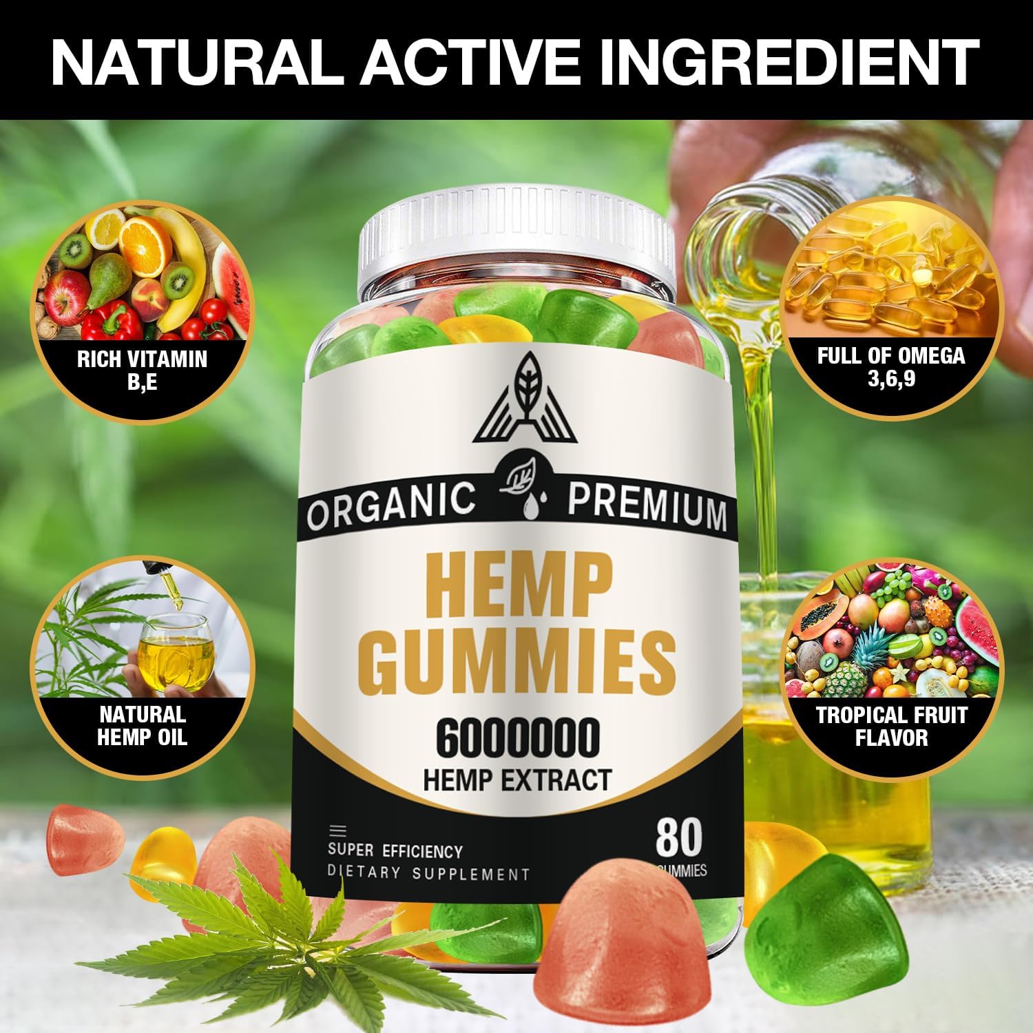Organic Vegan DriRaych Gummies with Omega 3 6 9 and Vitamins - 1122039