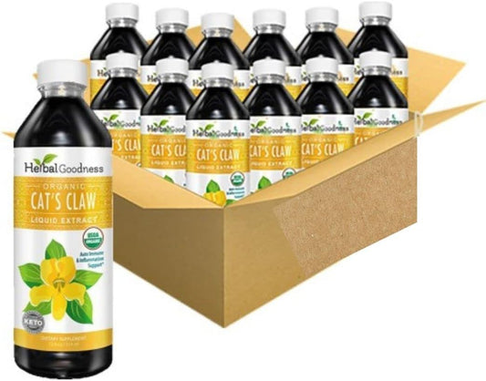 Organic Vegan Gluten-Free Cat's Claw Liquid Extract - 12oz Herbal Goodness - Pack of 12