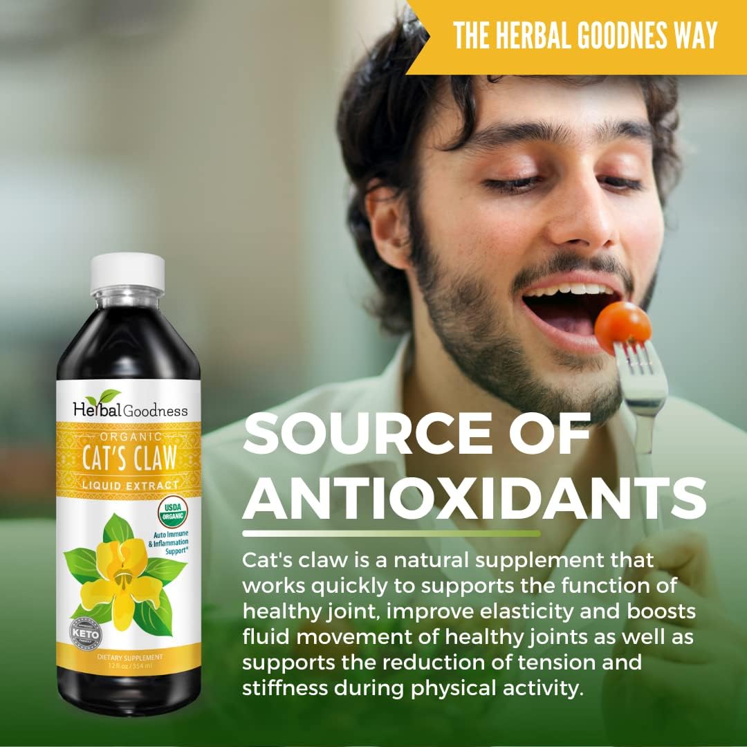 Organic Vegan Gluten-Free Cat's Claw Liquid Extract - 12oz Herbal Goodness - Pack of 12