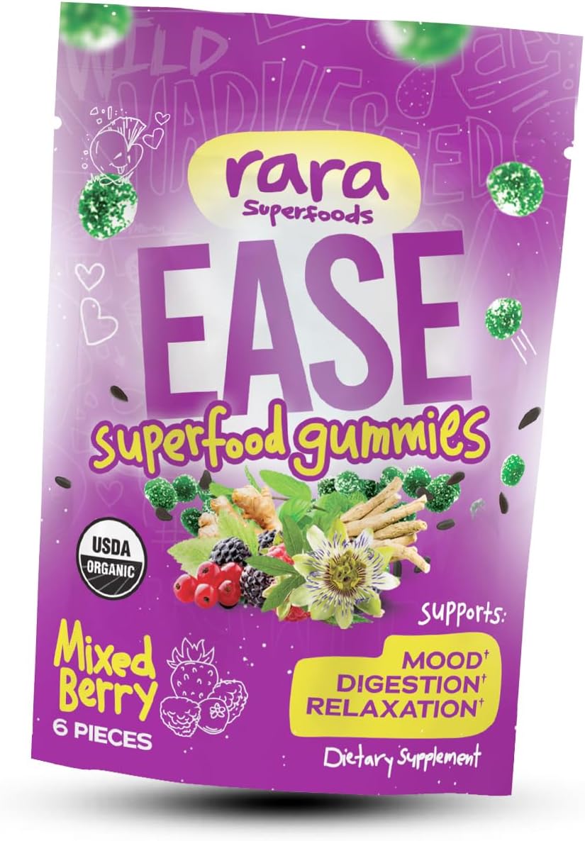 Organic Vegan Gummies with Rara Superfoods - Gluten-Free and USDA Certified (6 Gummies per Pack)