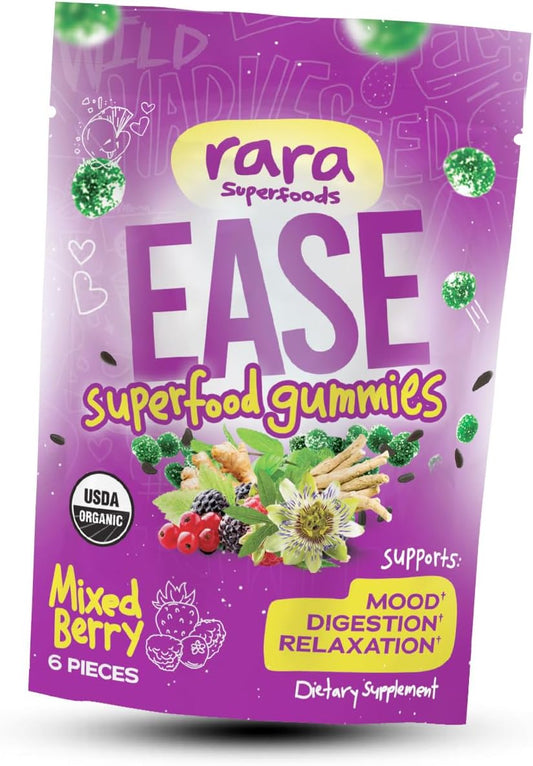 Organic Vegan Gummies with Rara Superfoods - Gluten-Free and USDA Certified (6 Gummies per Pack)