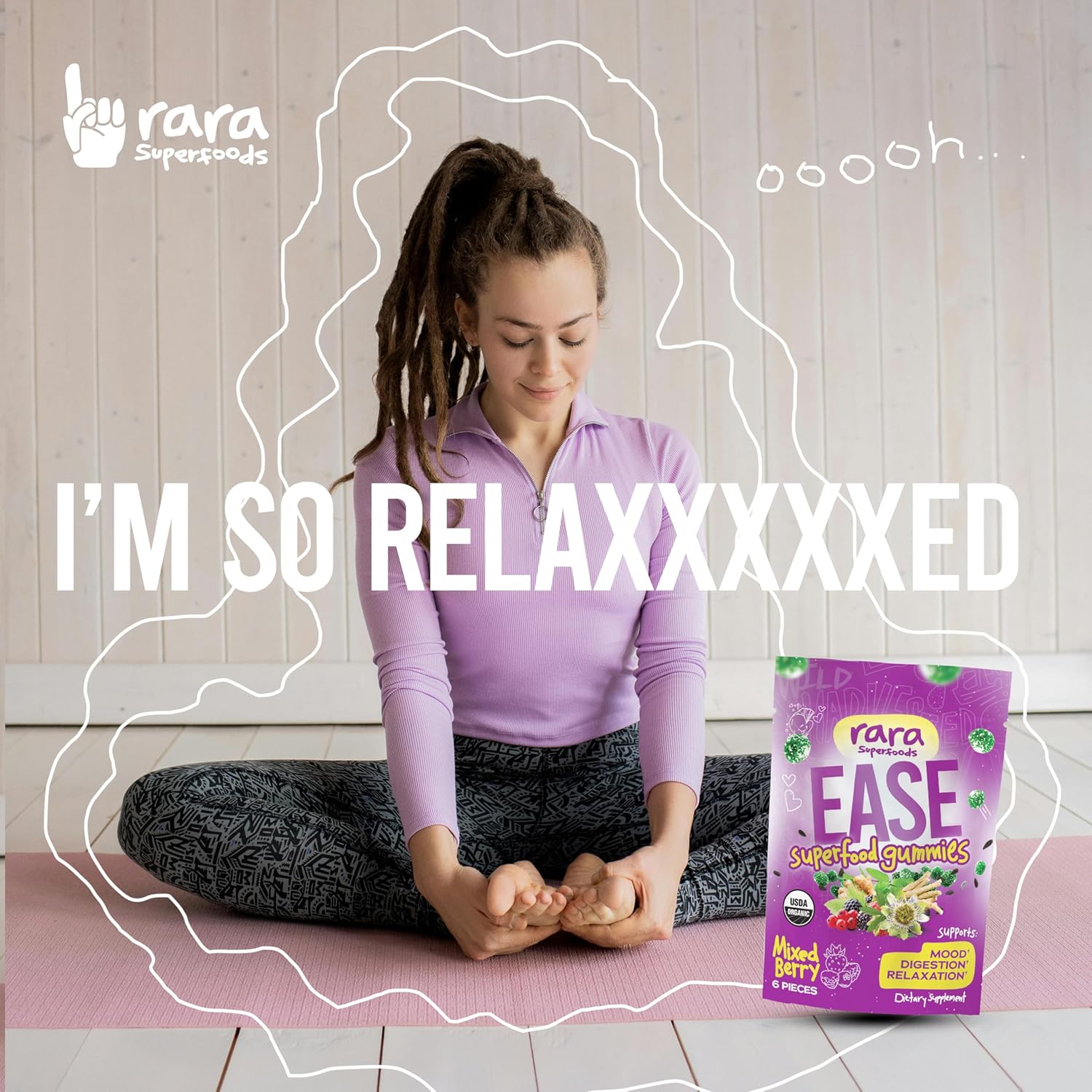 Organic Vegan Gummies with Rara Superfoods - Gluten-Free and USDA Certified (6 Gummies per Pack)