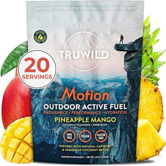 Organic Vegan Pre Workout Powder Drink Mix with Electrolytes - Pineapple Mango Flavor, No Jitters or Crash, Whole Food Plant Based Formula for Men & Women - 20 Servings