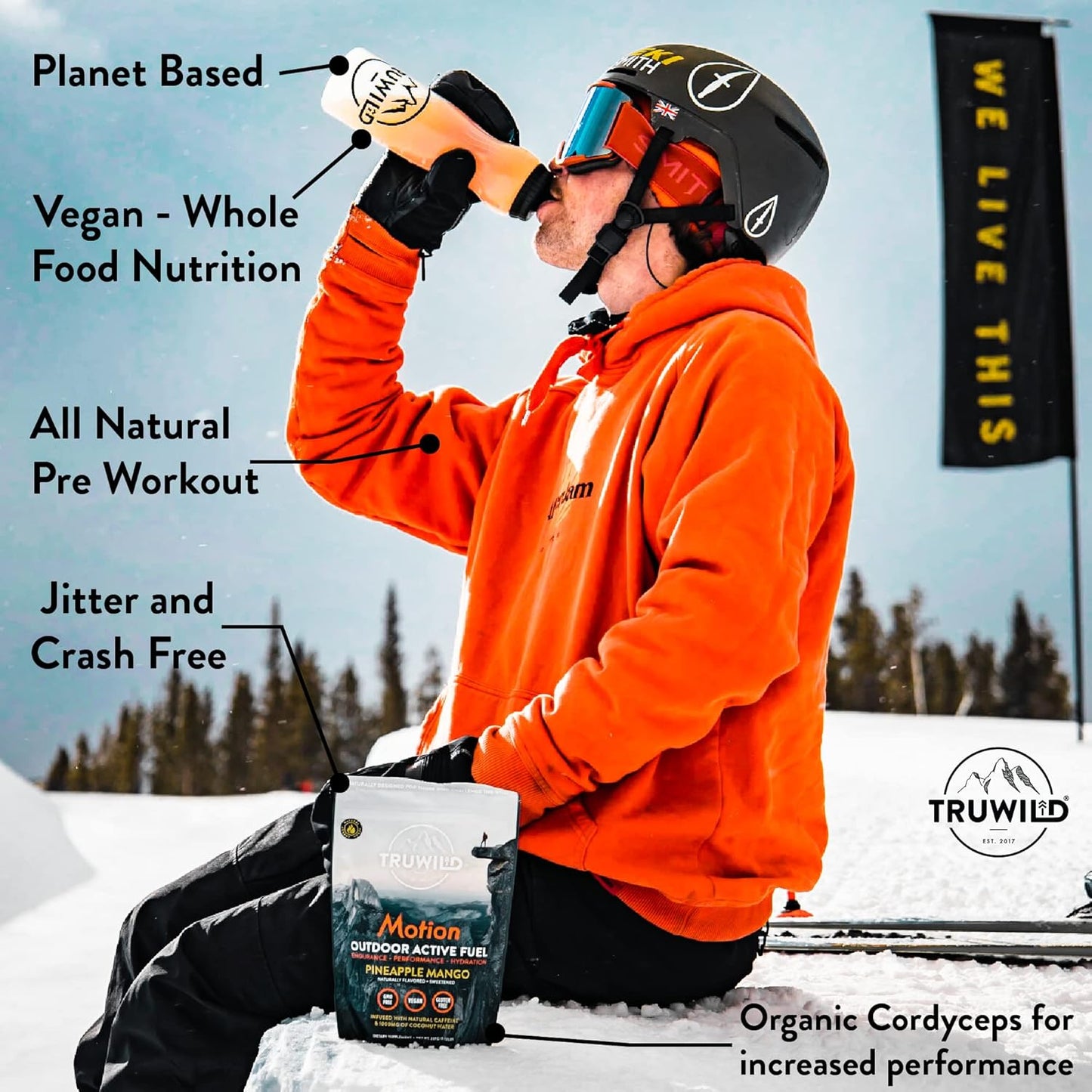 Organic Vegan Pre Workout Powder Drink Mix with Electrolytes - Pineapple Mango Flavor, No Jitters or Crash, Whole Food Plant Based Formula for Men & Women - 20 Servings