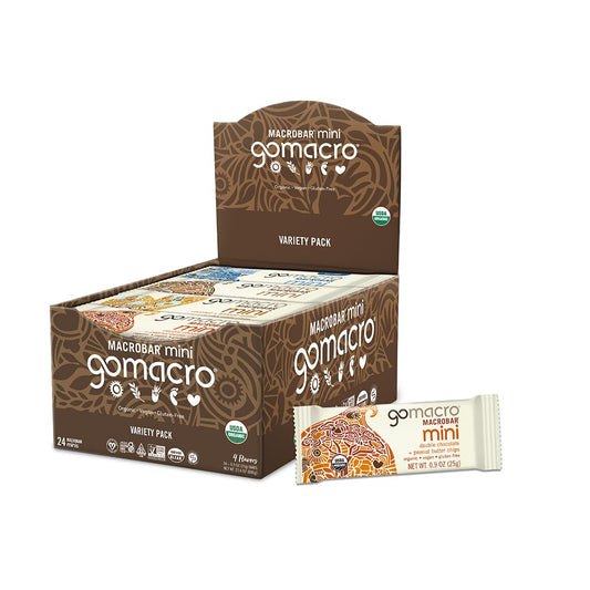 Organic Vegan Protein Bars Variety Pack - GoMacro MacroBar Mini (0.9 oz, 24 Count)