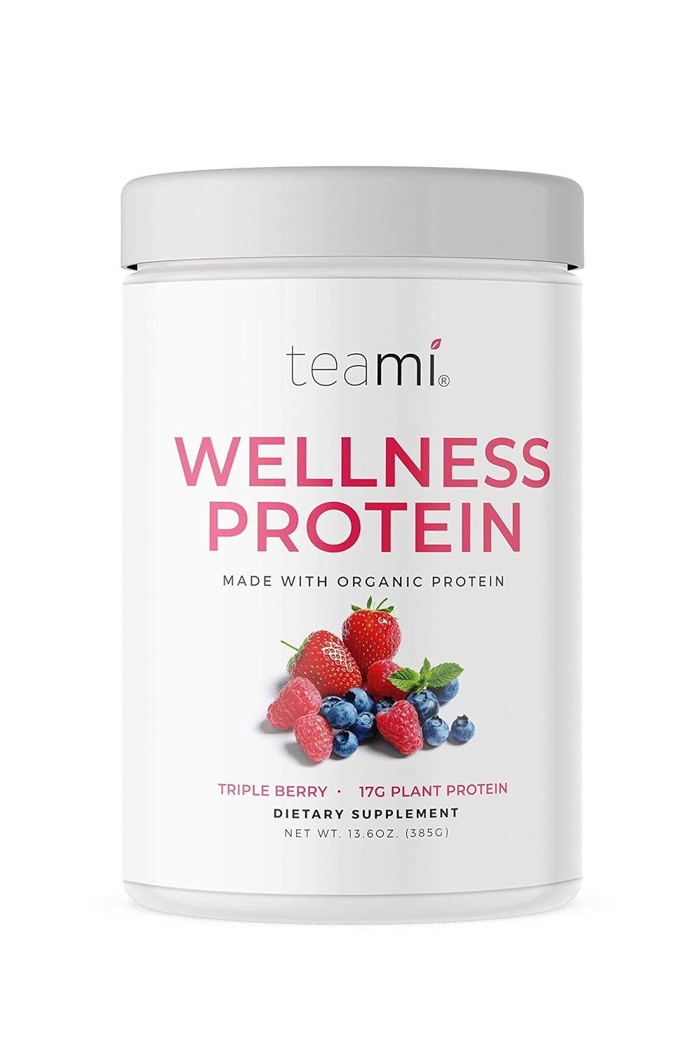 Organic Vegan Protein Powder - Smooth Plant Based Pea Protein with Low Net Carbs, Non-GMO, Dairy & Soy Free - Triple Berry Flavor (14 Servings, 13.6 oz)