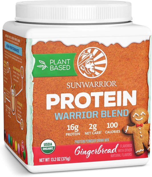Organic Vegan Protein Powder with BCAA Amino Acids - Gingerbread Flavored, Non-GMO, Plant-Based, Dairy & Gluten-Free - 15 Servings