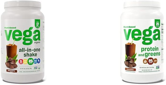 Organic Vegan Protein Powder with Greens, Chocolate Flavor - Vega All-in-One Blend