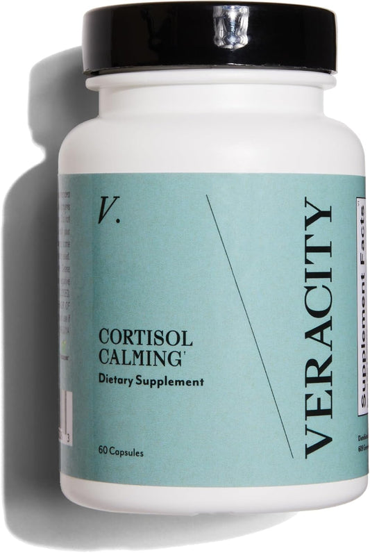 Organic Veracity Cortisol Calming Supplement for Women - Hormone Balance with Ashwagandha, Bacopa, Eleuthero, L Theanine - 60 Capsules