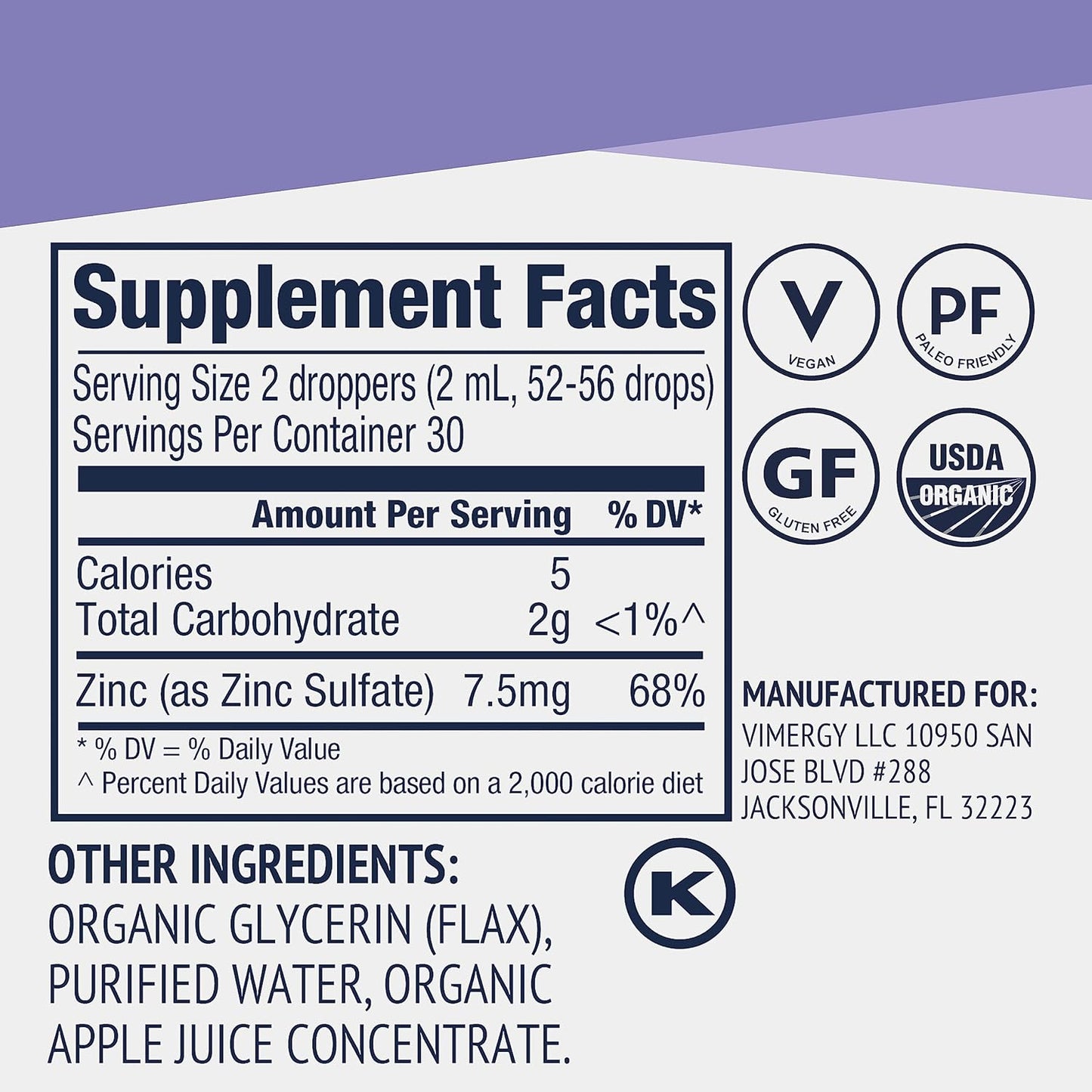 Organic Vimergy Zinc Bundle - 115mL & 55mL - USDA Certified