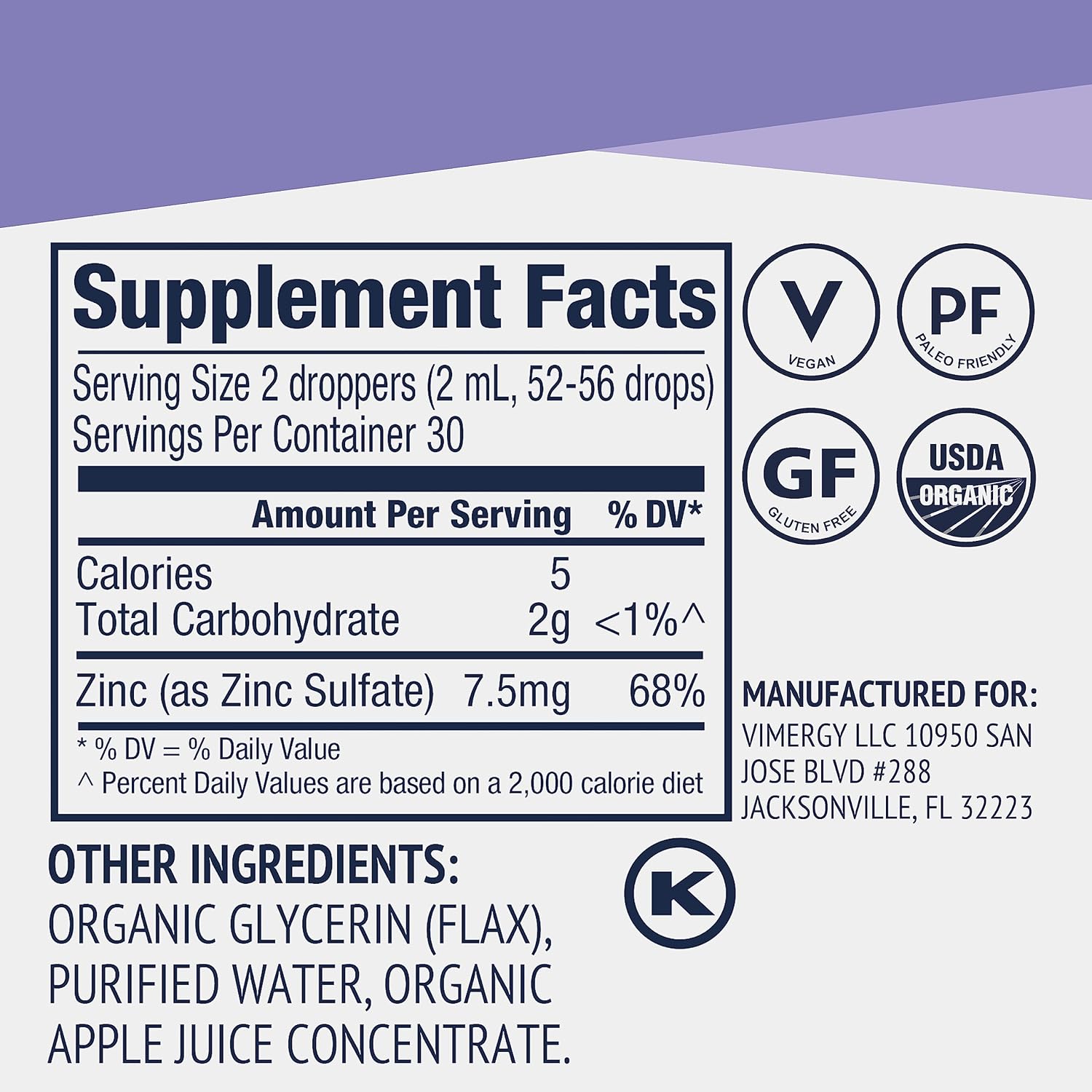 Organic Vimergy Zinc Bundle - 115mL & 55mL - USDA Certified