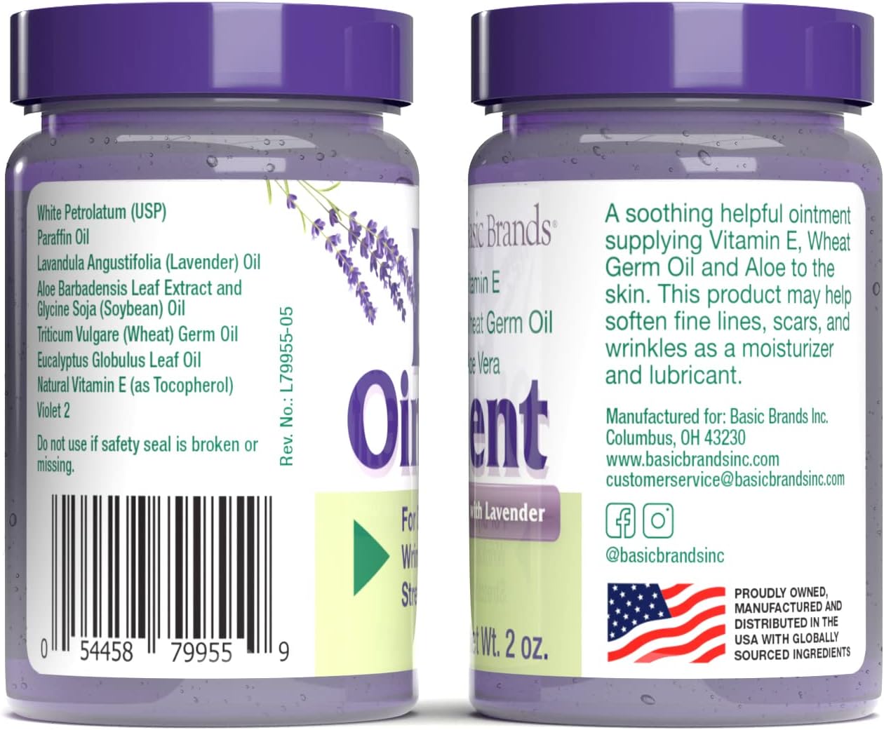 Organic Vitamin E Ointment 2 oz - Moisturizing, Scar & Stretch Mark Reduction - Pack of 2