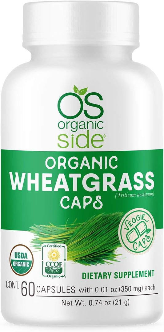 Organic Wheatgrass Capsules - 60 Count | USDA Certified, Non-GMO, Vegan Supplement for Natural Energy Boost & Immune Support