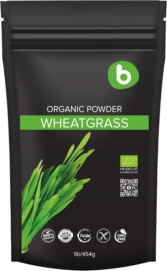 Organic Wheatgrass Powder for Detox & Immunity Support - Superfood Rich in Fibers, Chlorophyll, Minerals - Vegan, Gluten-Free, Raw - 1lb