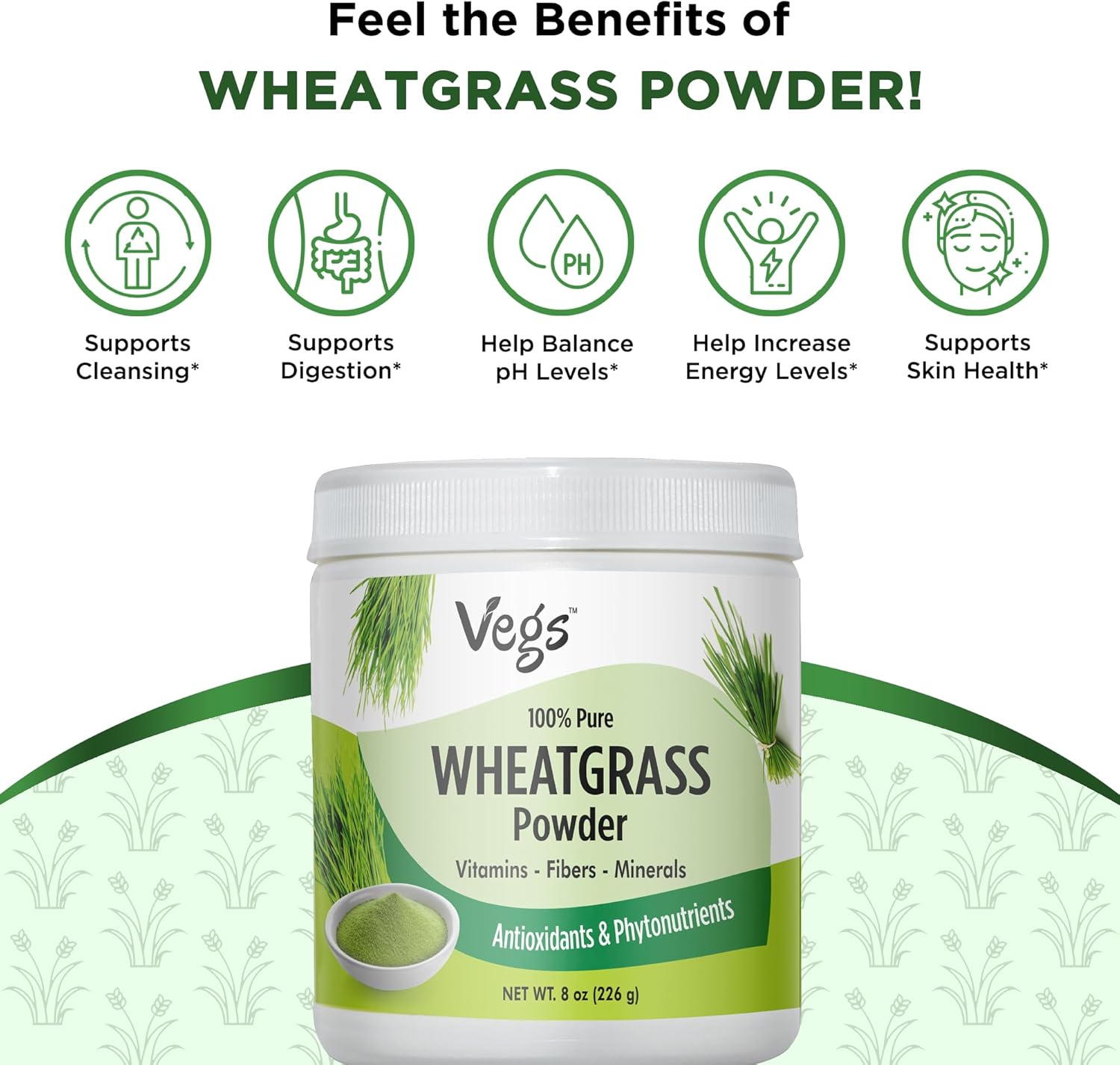 Organic Wheatgrass Powder Juice - Superfood Blend for Immunity and Digestive Health - Ideal for Smoothies, Juices, and Baking - 8 Oz Pack