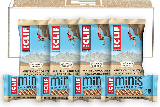 Organic White Chocolate Macadamia Nut CLIF BAR Energy Bars - Full Size and Mini - Non-GMO - Plant Based - 20 Count