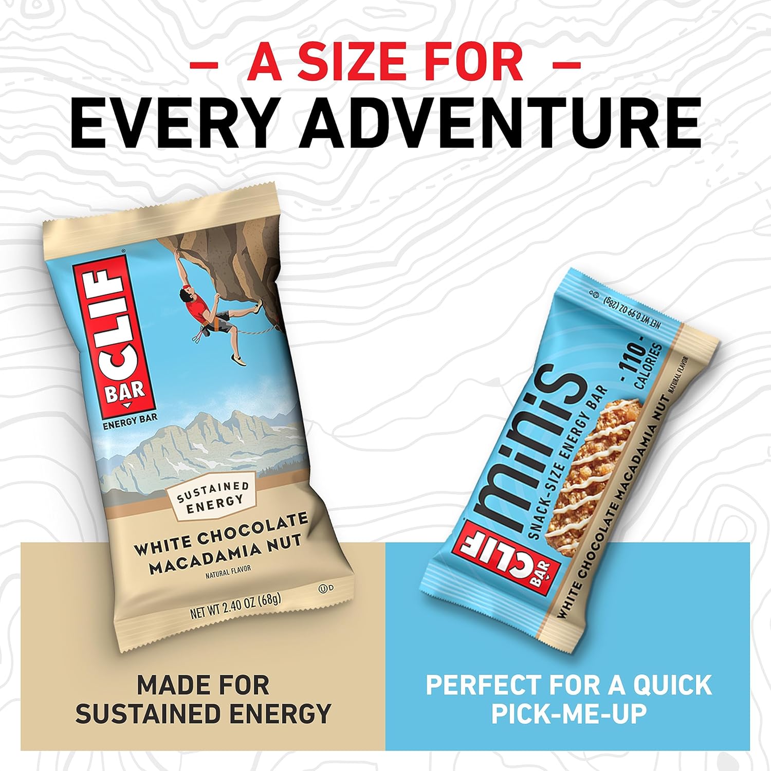 Organic White Chocolate Macadamia Nut CLIF BAR Energy Bars - Full Size and Mini - Non-GMO - Plant Based - 20 Count