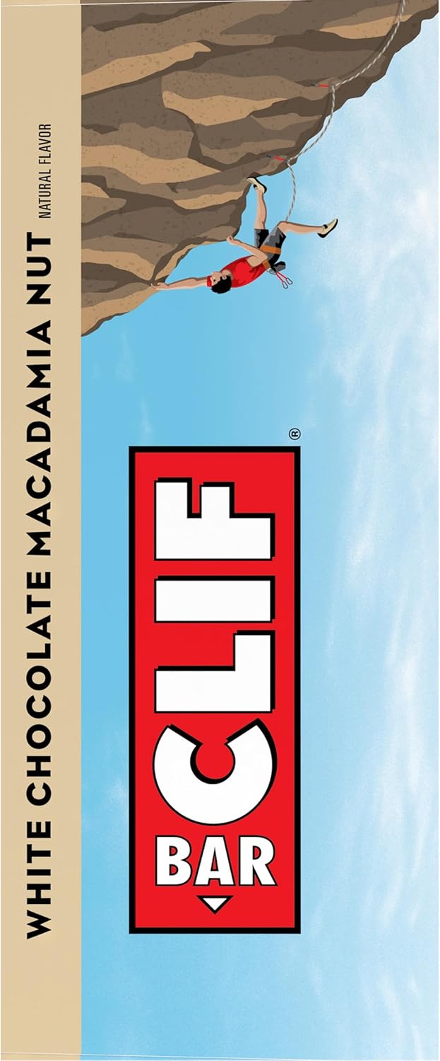 Organic White Chocolate Macadamia Nut Clif Bars - 9g Protein, Non-GMO, Plant Based Energy Bars - 12 Pack of 2.4 oz Bars