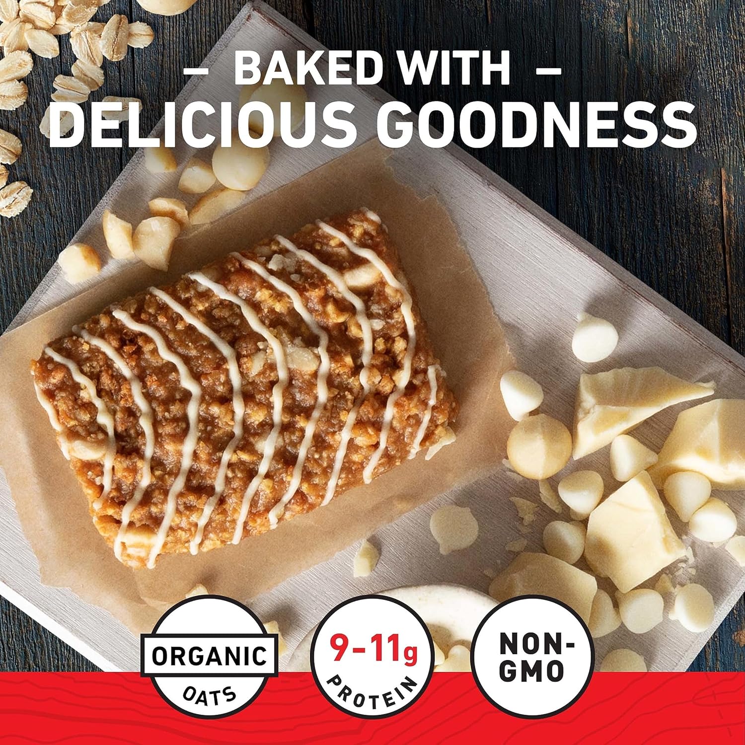 Organic White Chocolate Macadamia Nut Clif Bars - 9g Protein, Non-GMO, Plant Based Energy Bars - 12 Pack of 2.4 oz Bars