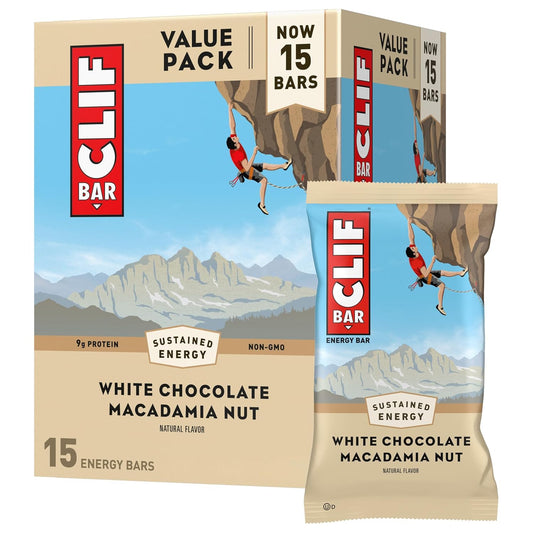 Organic White Chocolate Macadamia Nut Energy Bars - Non-GMO Plant Based Protein (15 Pack)