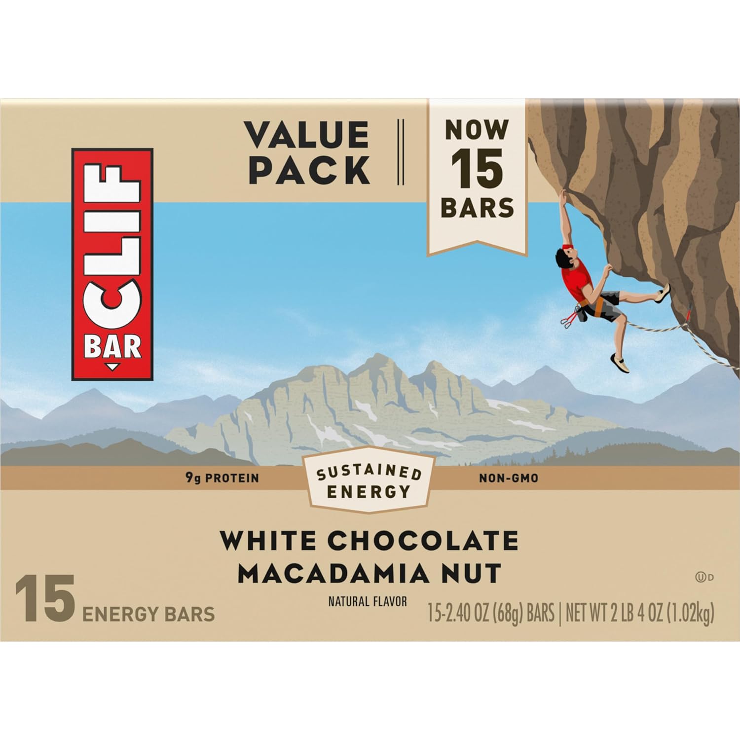 Organic White Chocolate Macadamia Nut Energy Bars - Non-GMO Plant Based Protein (15 Pack)