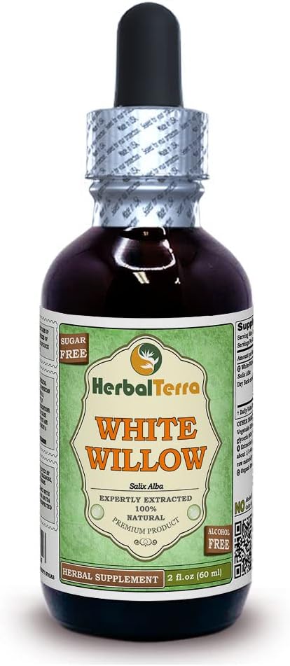 Organic White Willow Bark Glycerite Extract - Alcohol-Free Liquid, 2 oz - Herbal Terra LLC