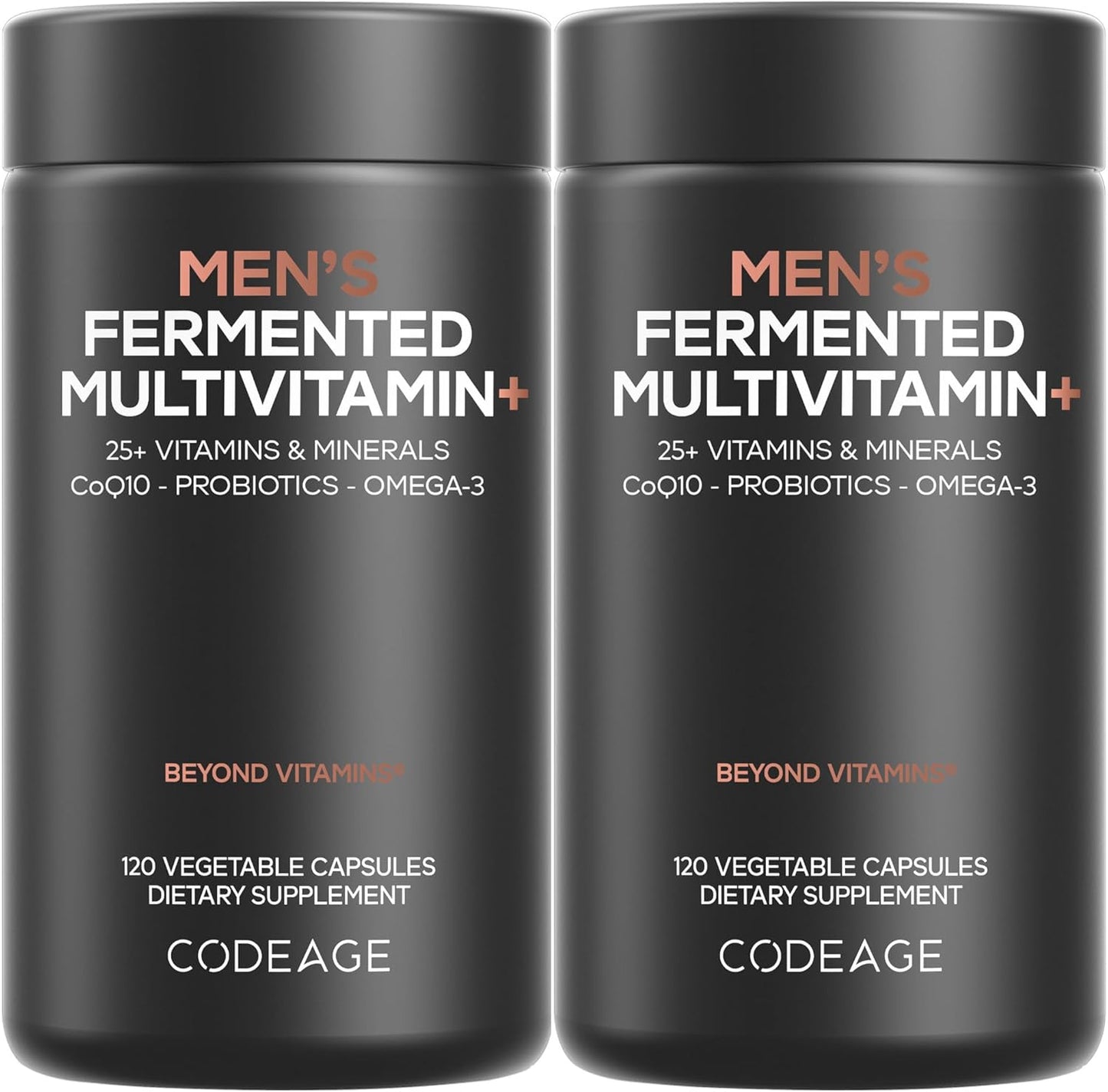 Organic Whole Foods Men's Daily Multivitamin Supplement with 25+ Vitamins & Minerals, Probiotics, Omega-3, 2 Pack