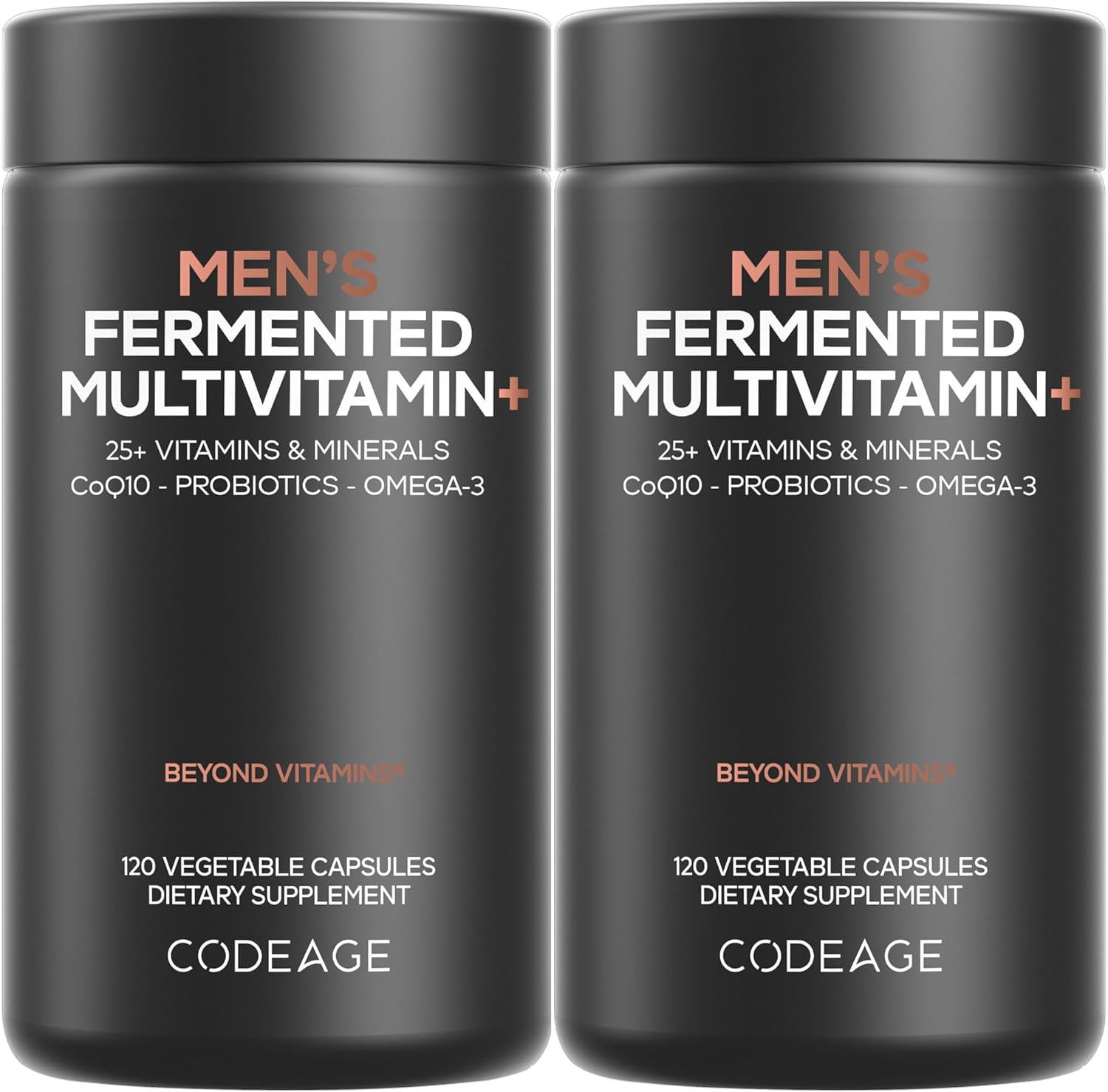 Organic Whole Foods Men's Daily Multivitamin Supplement with 25+ Vitamins & Minerals, Probiotics, Omega-3, 2 Pack