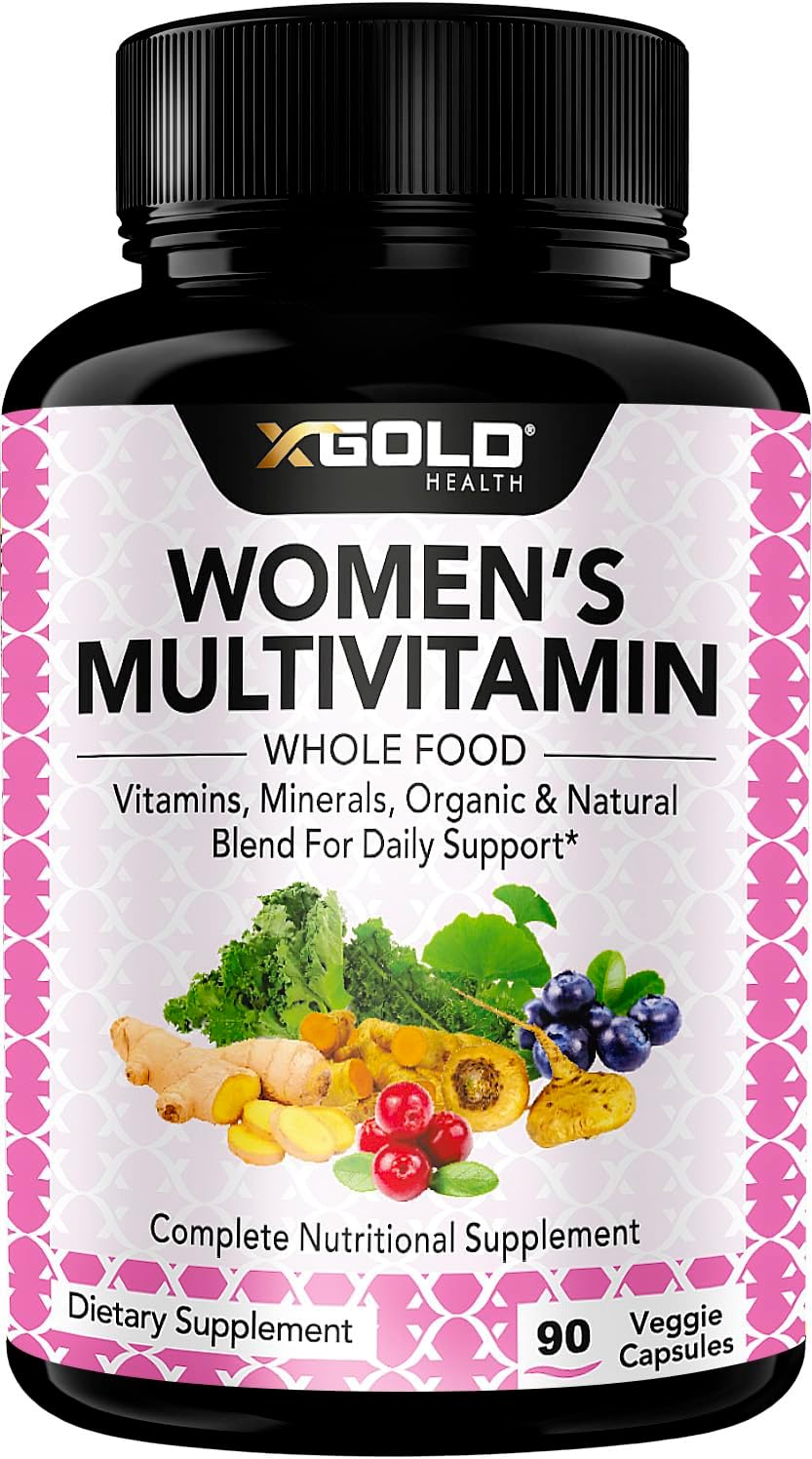 Organic WholeFood Women's Daily Multivitamin 50 Plus with Ginger, Maca, B Complex - Energy & Immune Support - 90 Capsules