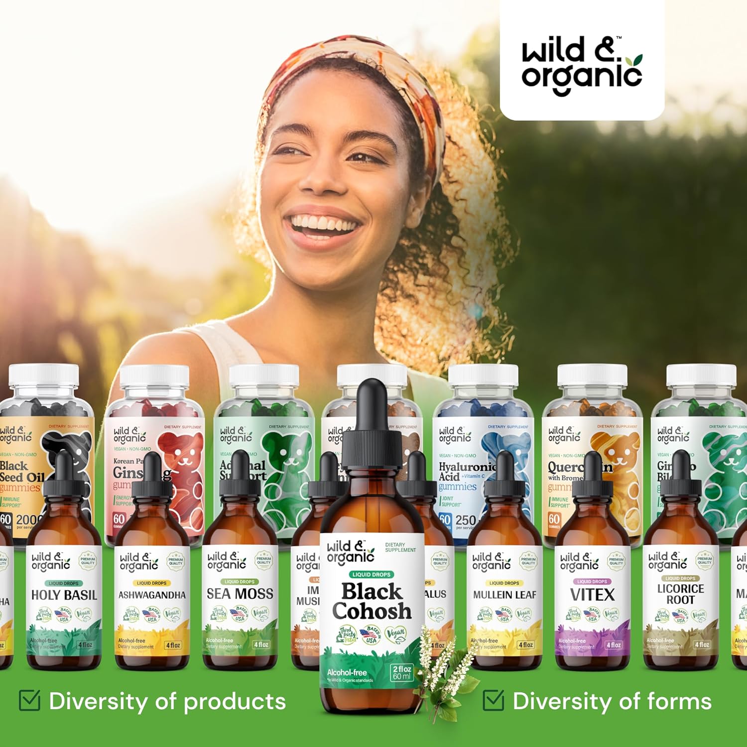 Organic Wild Black Cohosh Liquid Extract - 540mg Drops for Women - Herbal Supplement Tincture - 2oz Bottle - Vegan & Alcohol-Free